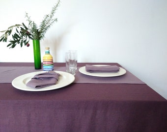 Ready-to-ship pure linen tablecloth - dark plum color tablecloth - cocktail tablecloth - linen tablecloth - wedding tablecloth - gift ideas