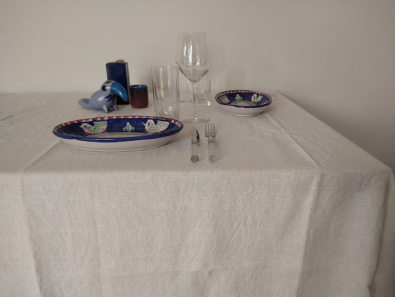 Stone-Washed Pure Linen Tablecloth Assorted Colors 2 Large Sizes to Choose Stone-Washed Pure Linen Tablecloth Assorted Colors 2 Large Sizes to Choose