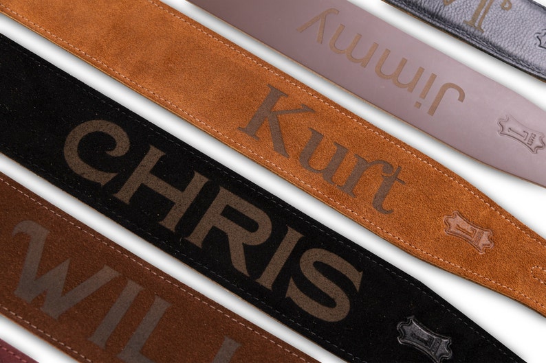 Levy's Personalized Leather Guitar Strap with Custom Text image 1