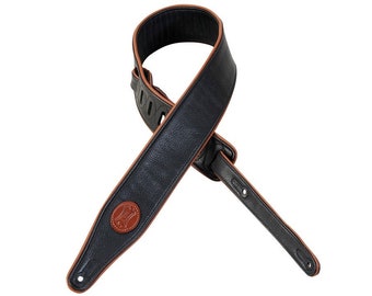 Handcrafted Deluxe Garment Leather Guitar Strap - Levy's Leathers MSS17-BLK Ebony Series Signature Garment Leather Guitar Strap - Black