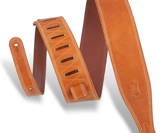 Levy's Leathers Butter Double Stitch 2.5" wide Garment Leather Guitar Strap; Deluxe Series - Tan (M17BDS-TAN)
