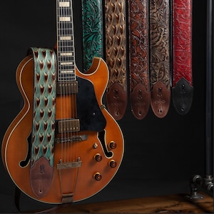 Handcrafted Embossed Leather Guitar Strap - Levy's Leathers 3" Wide Sundance Series Premium Leather Guitar Strap