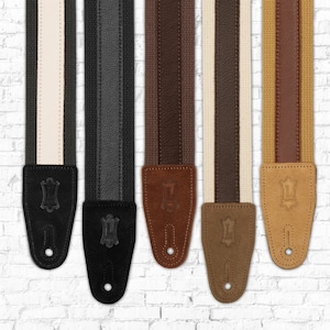 Handcrafted Cotton Guitar Strap with Leather Strip - Levy&#39;s Leathers 2&quot; Wide Cotton Guitar Strap with Leather Strip