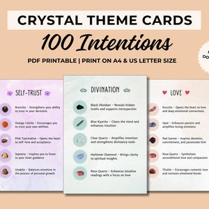 100 tarjetas de manifestación de cristales para imprimir, cristales para la curación emocional, cristales para la espiritualidad, tarjetas motivacionales, guía de cristales