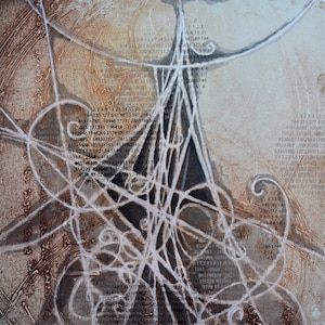 Subatomic Spirals Art: Mixed Media Print on Handmade Paper