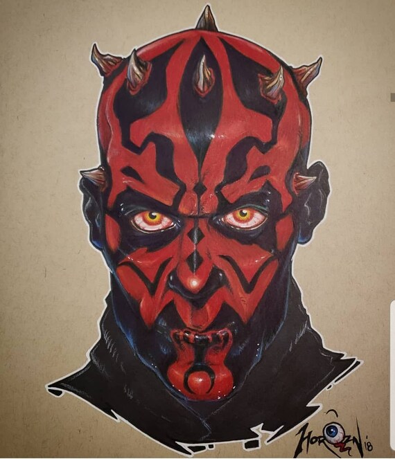 Darth Maul The Phantom Menace Dathomirian Sith Lord Print Artprint On Cardstock Matte Finish 8 By 10