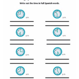 Zeitangaben auf Spanisch Arbeitsblatt - ¿Qué hora es?