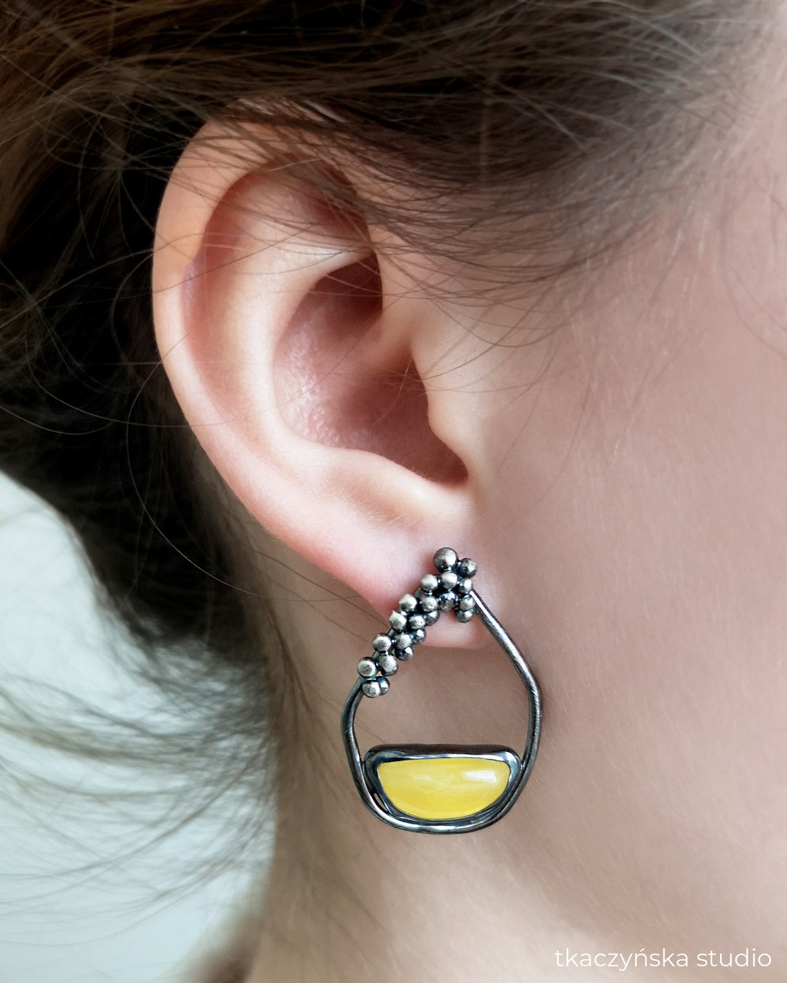 Baltic Treasures Amber Granulation Earrings Lemon Gem Etsy