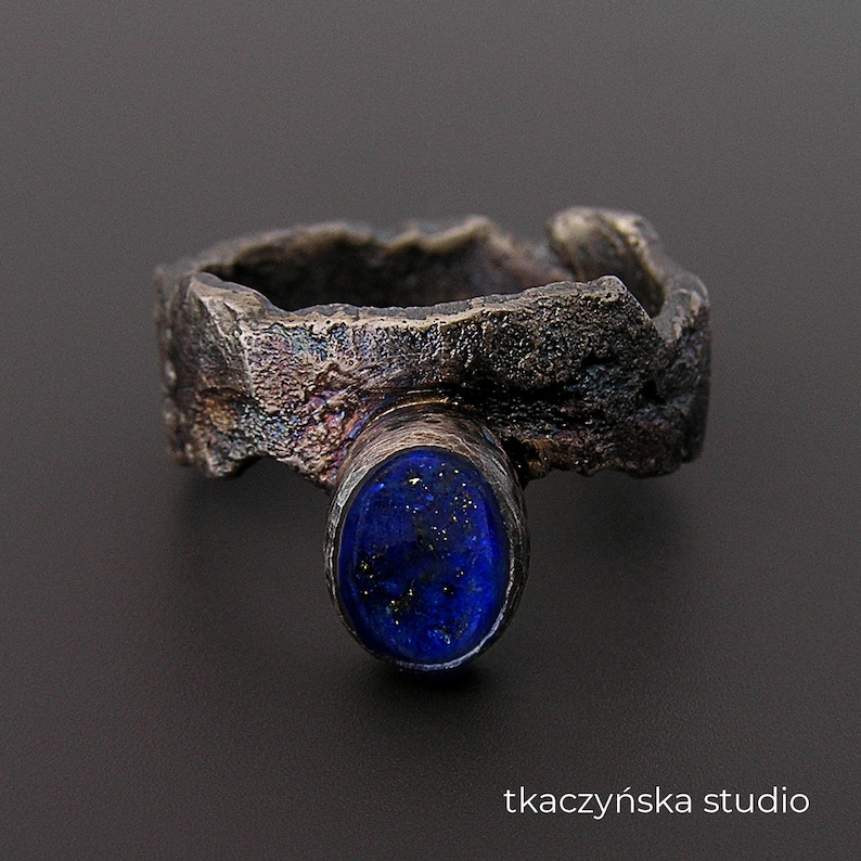Rustic Ring Raw Statement Lapis Lazuli Ring Raw Bohemian Pink Stone Silver Ring Raw Charm Designers Ring Organic Rough Ring