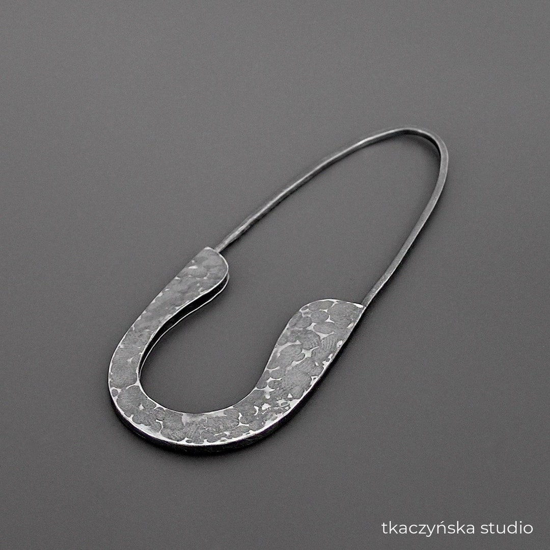 Big Safety Pin Sterling Silver Brooch Giant Safety Pin Etsy