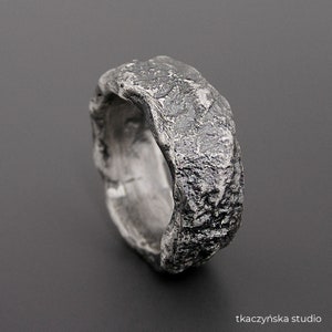 Raw Brutalist Silver Ring, Modern Ancient Ring, Abstract Silver Ring, Massive Crude Ring, Unique Rough Unisex Ring, Viking Promise Ring