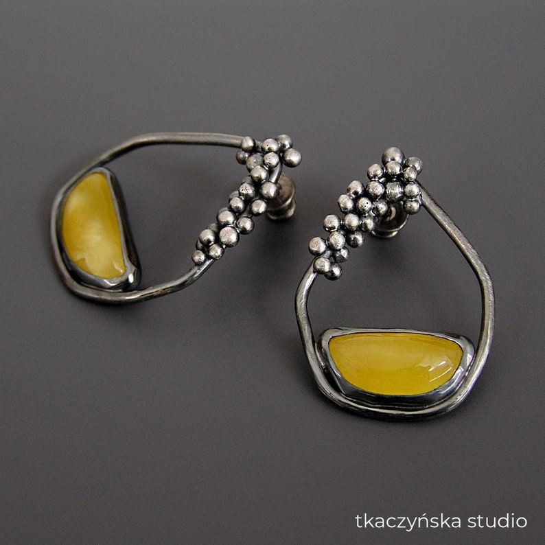 Baltic Treasures Amber Granulation Earrings Lemon Gem Etsy