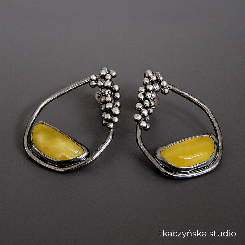 Baltic Treasures Amber Granulation Earrings Lemon Gem Etsy