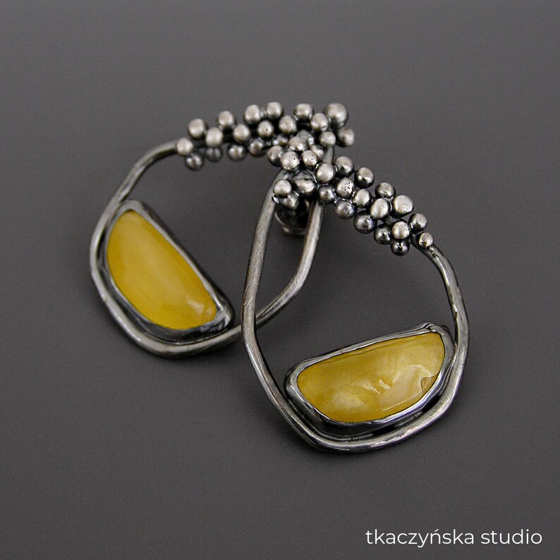 Baltic Treasures Amber Granulation Earrings Lemon Gem Etsy