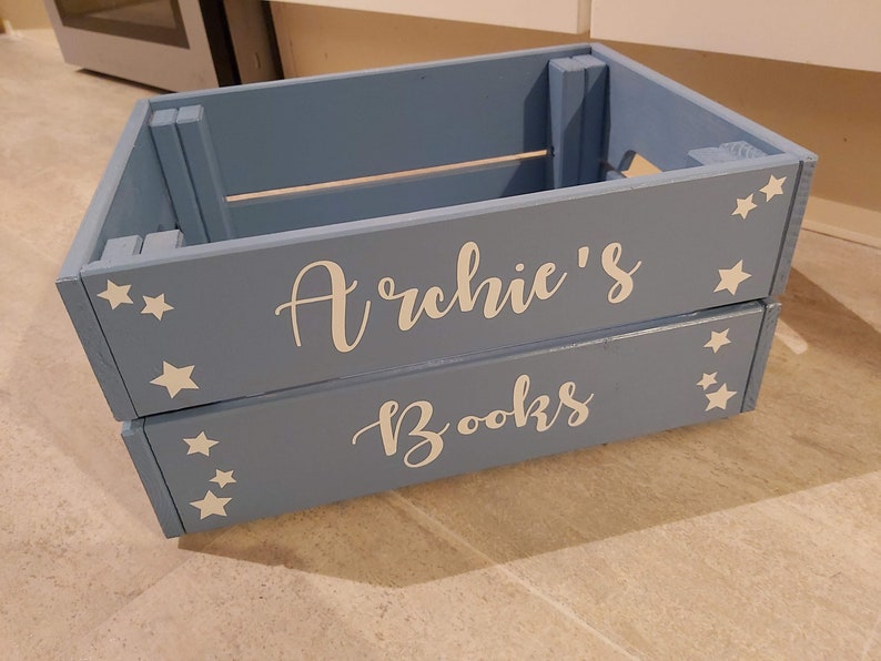 Personalised Child Book Box Storage Crate Container Wooden Etsy