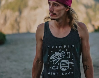 Crimpin' Ain't Easy Men/Unisex Tank, Rock Climbing Shirt, Men's Climbing Shirt, Climbing Gifts