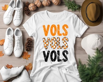 Vols Stacked PNG | Tennessee Volunteers | Fall Ball PNG | Orange and White Checkerboard Grunge | Sweatshirt | College Boutique |