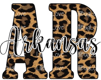 Arkansas State Abbreviation Leopard Sublimation PNG, Cheetah Print Image, AR, Arkansas Leopard, Arkansas Cheetah, Tshirt Design, Tote