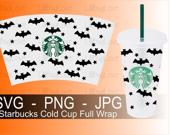 Halloween Venti Starbucks Cold Cup Full Wrap, SVG, Halloween, Bats, October, Stars, October 31st, Starbucks Halloween, digital file only