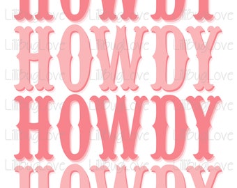 Howdy PINK Vintage Transparent Background, PNG, Sublimation Image, Preppy Country, Western, Instant Download