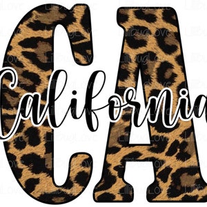 Léopard de Californie, Impression de guépard, Abréviation, CA, Haute résolution 300 DPI, PNG, Image de sublimation, État, Monogramme, Cali, Californie Png