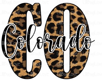 Colorado Leopard, Cheetah Print, Abbreviation, CO, High Resolution 300 DPI, PNG, Sublimation Image, State, Monogram, Colorado Png, Boutique