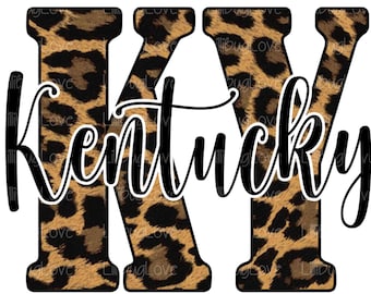 Kentucky Leopard, Cheetah Print, Abbreviation, KY, High Resolution 300 DPI, PNG, Sublimation Image, State, Monogram, Kentucky Png, boutique