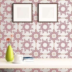 Merlot Bohemian Tile Adhesive Peel and Stick Removable Wallpaper 030h