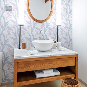 Pink and BlueFloral Peel and Stick Removable Wallpaper 8118