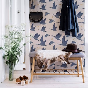 Blue Birds Peel and Stick Removable Wallpaper 2286