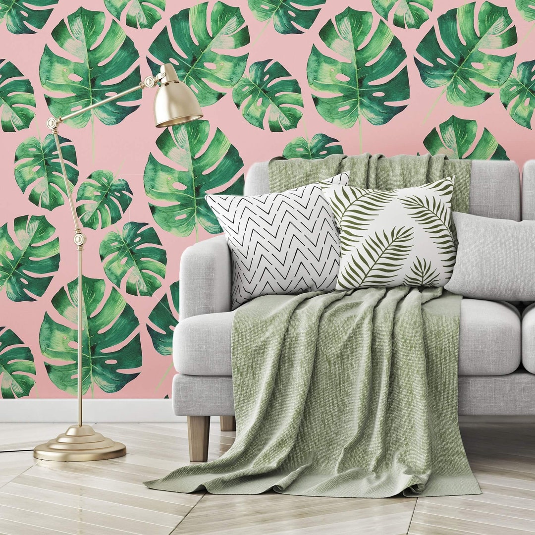 Pink Botanical Floral Peel and Stick Removable Wallpaper 2421 - Etsy