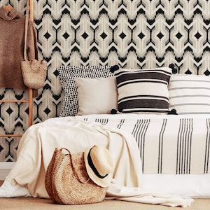 Black and White Contemporary Geometric Peel and Stick Removable Wallpaper 2338
