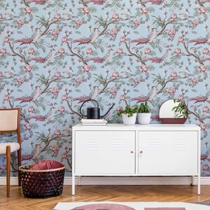Blue Botanical Peel and Stick Removable Wallpaper 1782