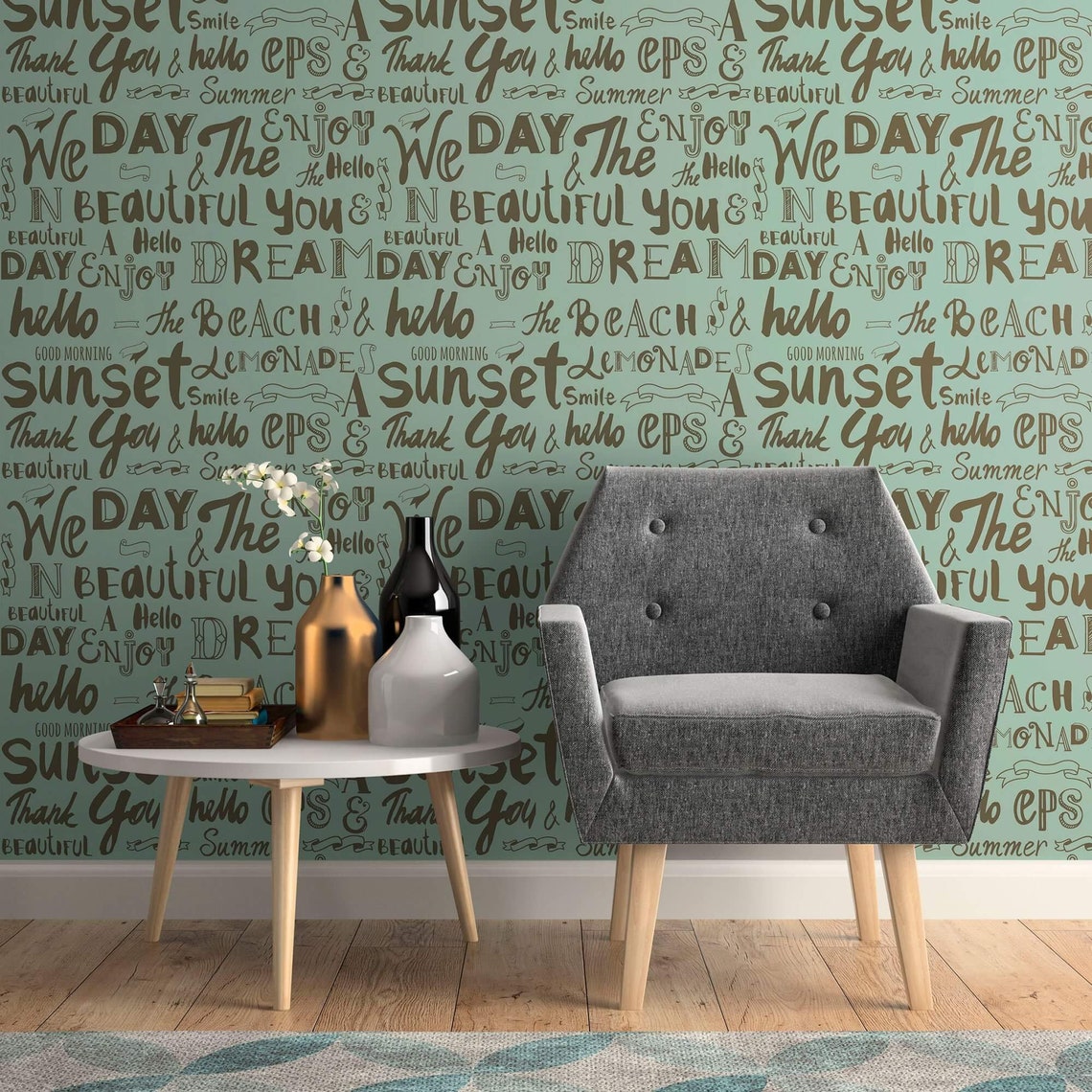 Green Handwriting Teens Peel and Stick Removable Wallpaper Etsy