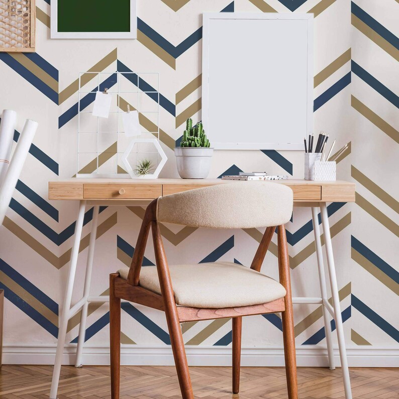 Blue Geometric Peel and Stick Removable Wallpaper 1742 - Etsy