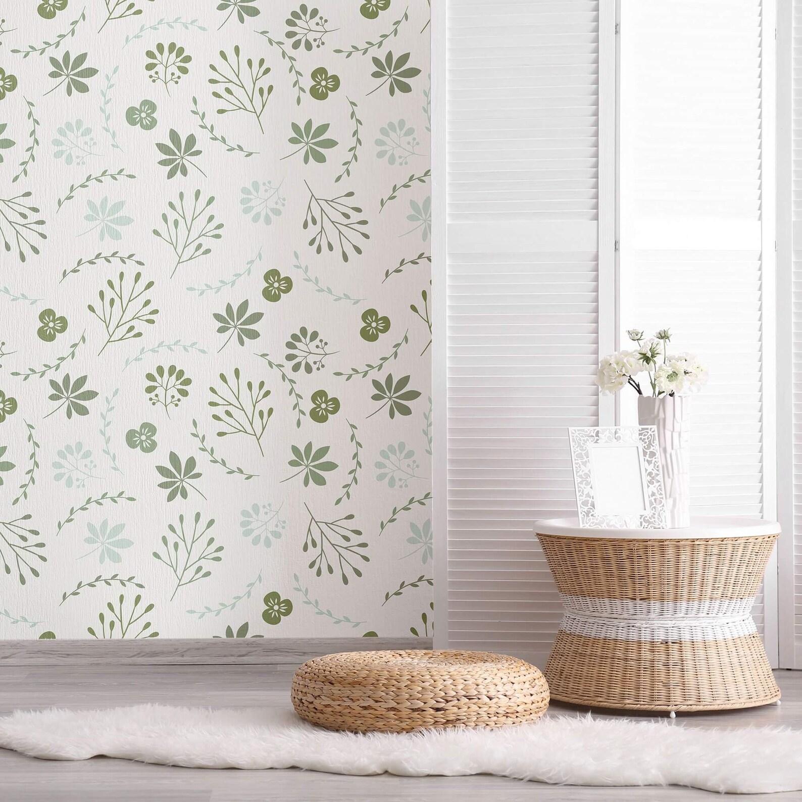 Green Botanical Floral Peel and Stick Removable Wallpaper 4920 | Etsy