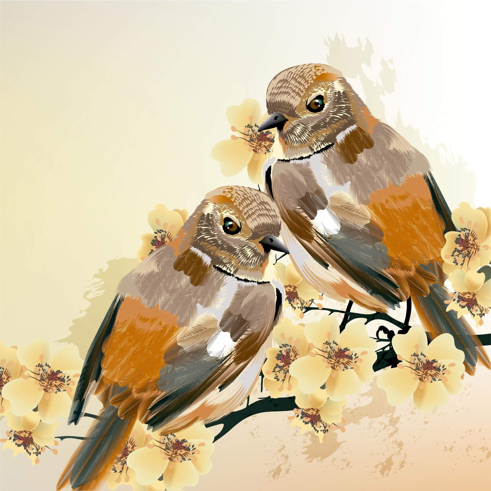 Beige Birds Wall Art 1005