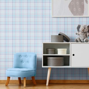 Blue Plaid Peel and Stick Removable Wallpaper 0643