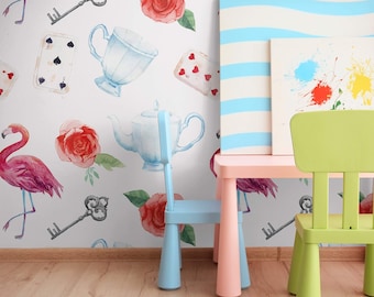 Alice in Wonderland Peel and Stick Wallpaper - Etsy