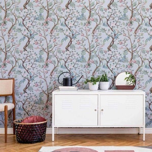 Blue Botanical Peel and Stick Removable Wallpaper 1745