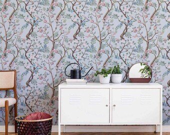 Blue Botanical Peel and Stick Removable Wallpaper 1745