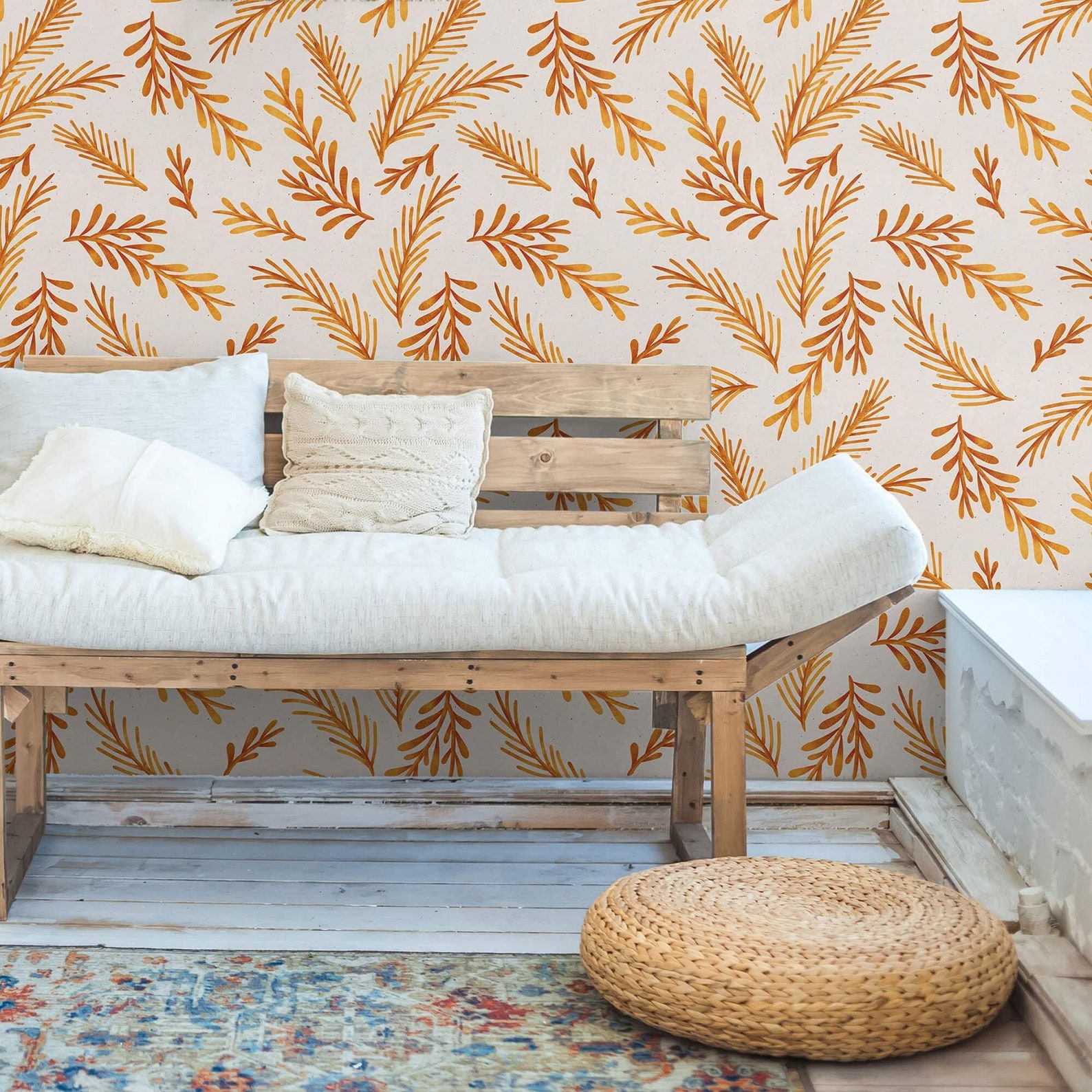 Mustard Botanical Floral Peel and Stick Removable Wallpaper | Etsy