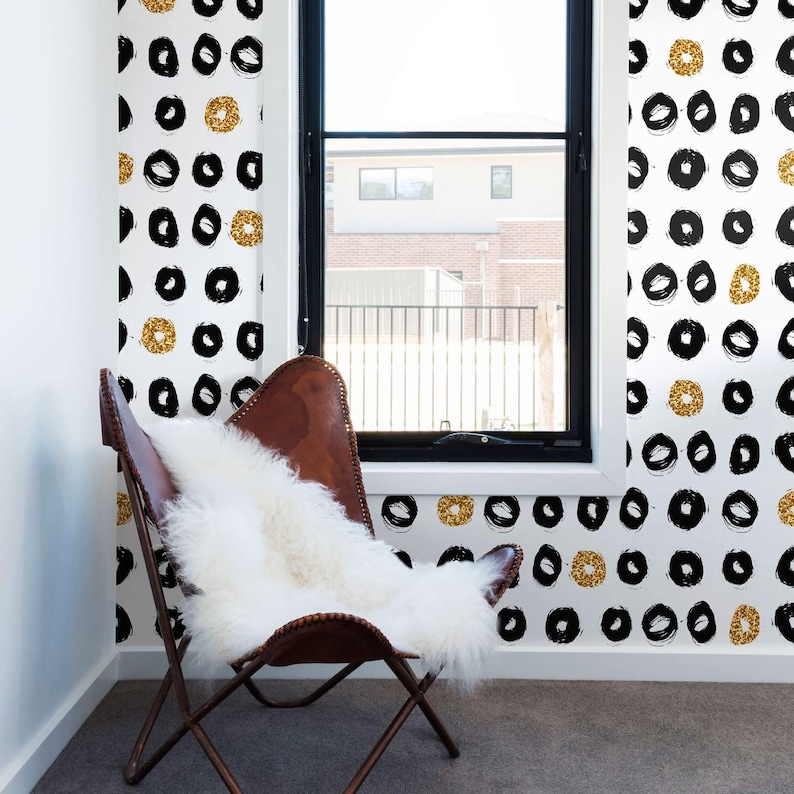 Black and Yellow Peel and Stick Removable Wallpaper 6530 Etsy
