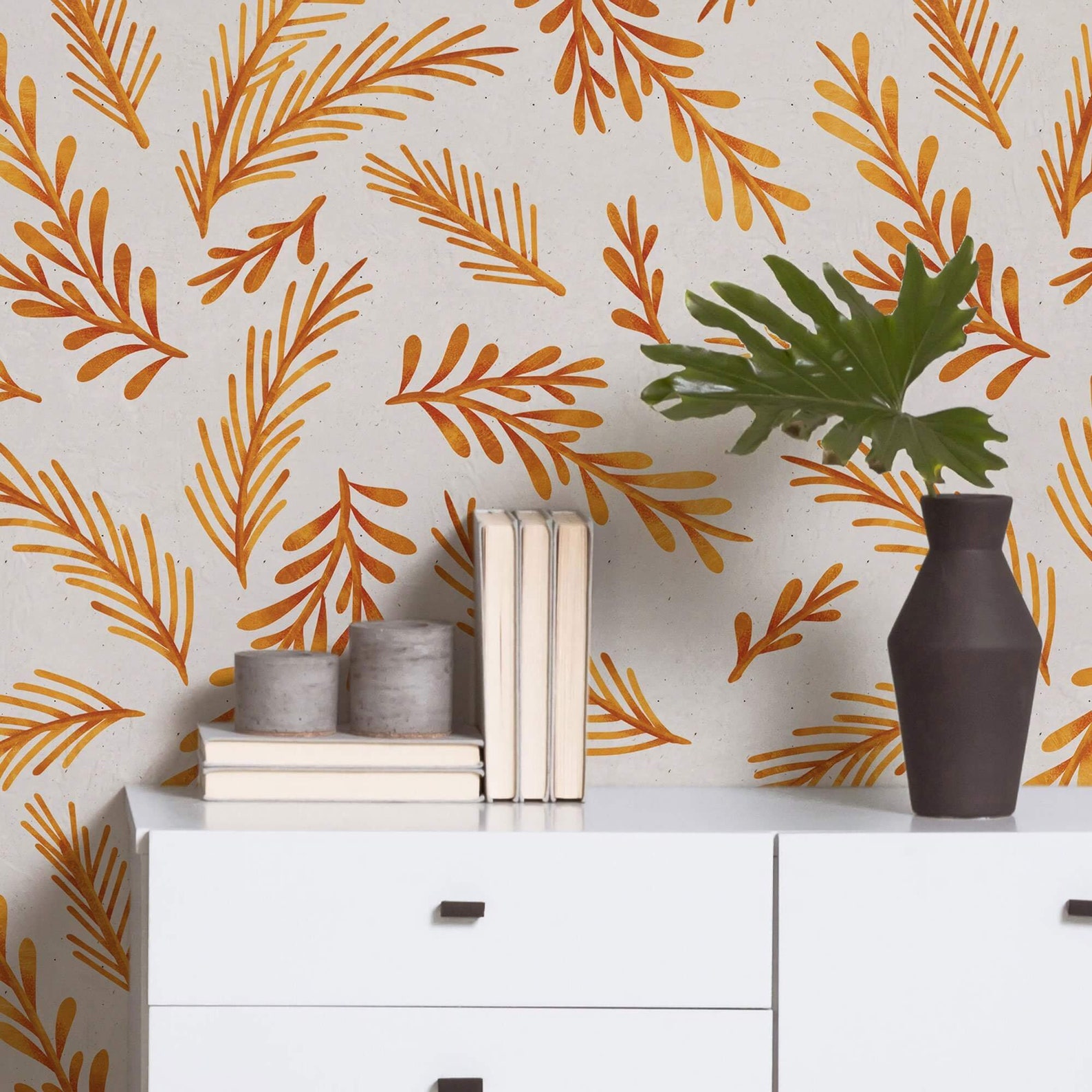 Mustard Botanical Floral Peel and Stick Removable Wallpaper Etsy