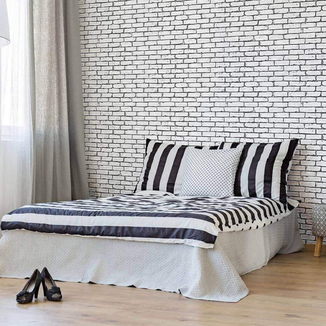 White Brick Texture Peel and Stick Removable Wallpaper 5373 - Etsy
