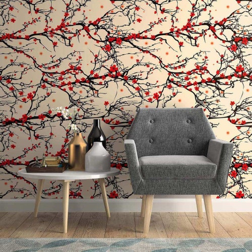 Red Poppies Peel and Stick Wallpaper wall Paper Removable Etsy