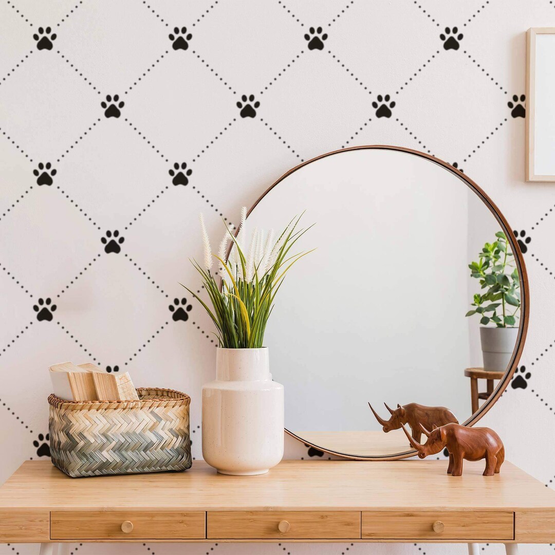 Black and White Dog Peel and Stick Removable Wallpaper 7337 Etsy
