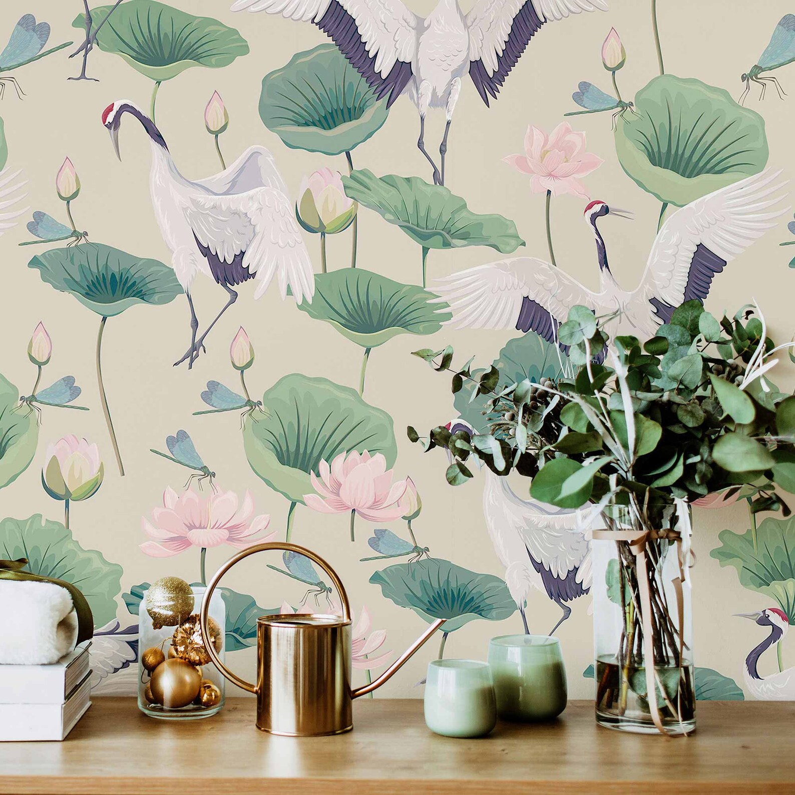Green Botanical Peel and Stick Removable Wallpaper 3278 | Etsy