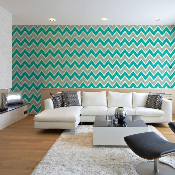 Teal And White Chevron Wallpaper