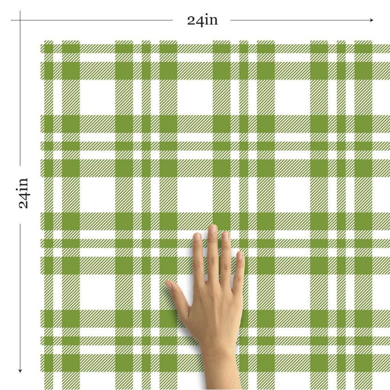Green Plaid Fabric Removable Wallpaper 6319 | Etsy